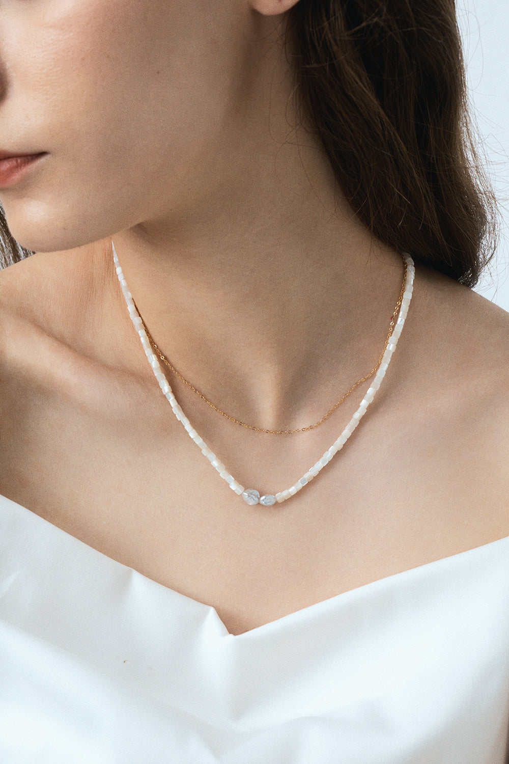 Shell & Baroque Double Layered Pearl Necklace