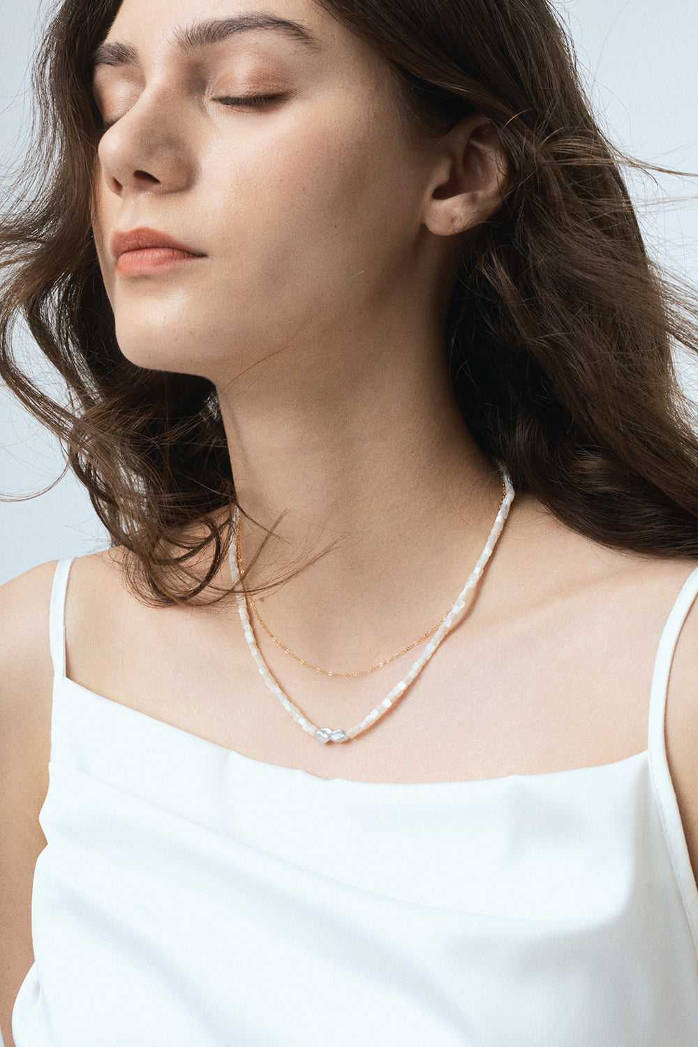 Shell & Baroque Double Layered Pearl Necklace