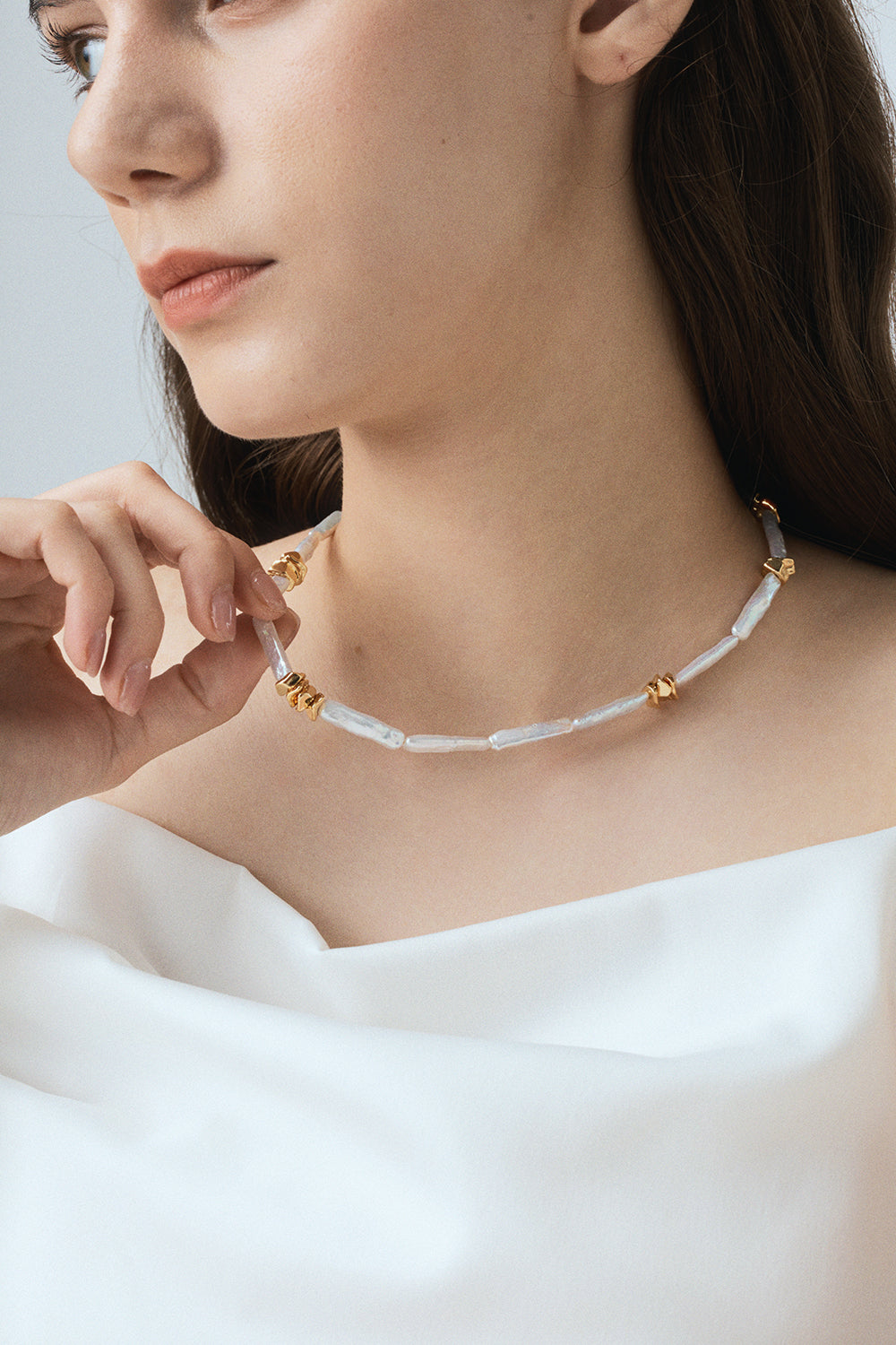 Metallic Baroque Tie Necklace