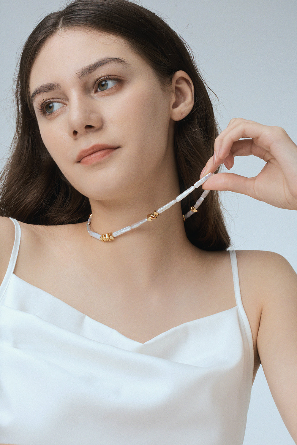 Metallic Baroque Tie Necklace