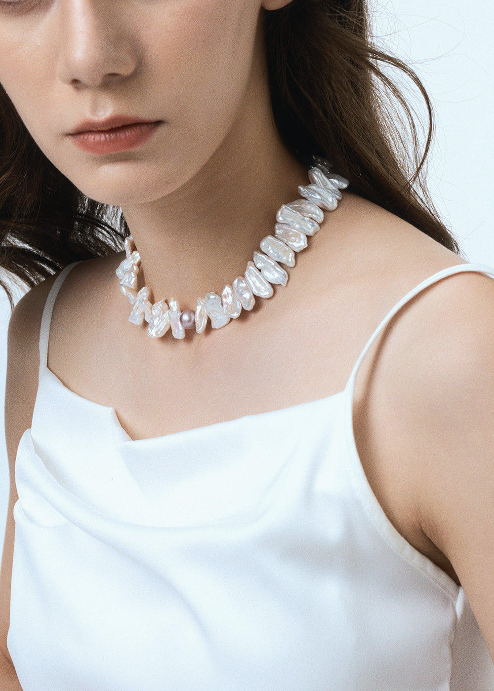 Asymmetrical Baroque Pearl Necklace