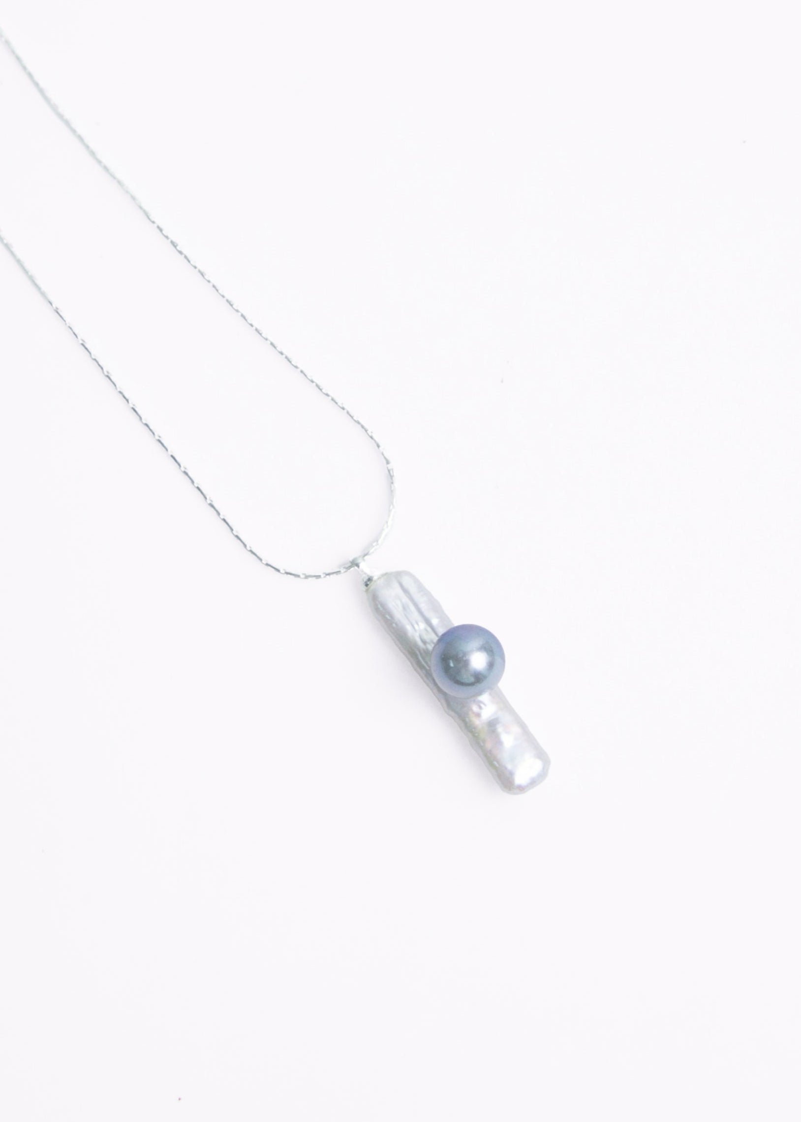 Akoya Silver Bar Necklace