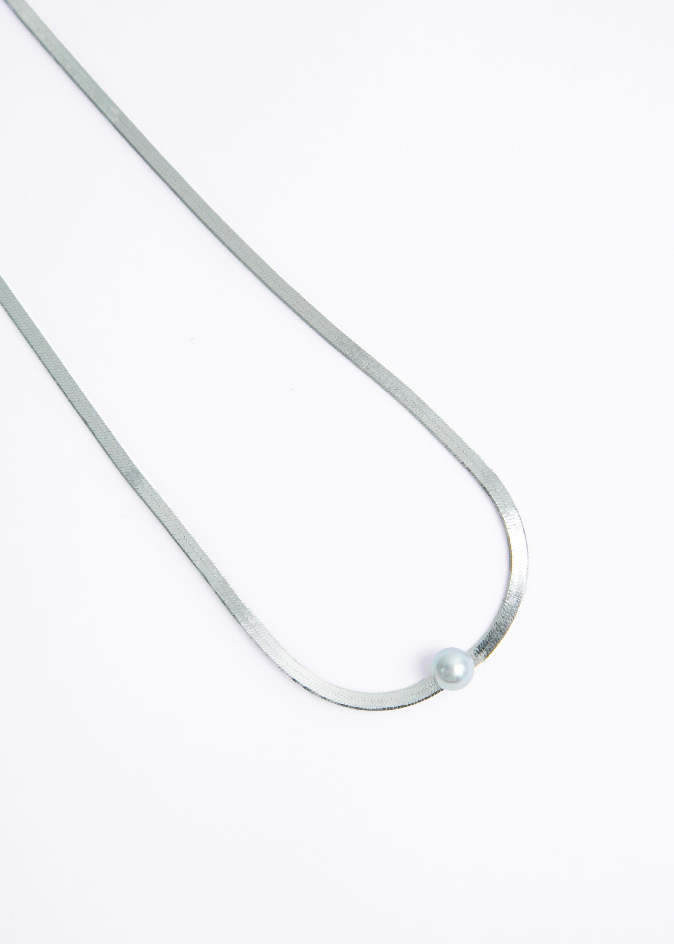 Akoya Silver Herringbone Necklace